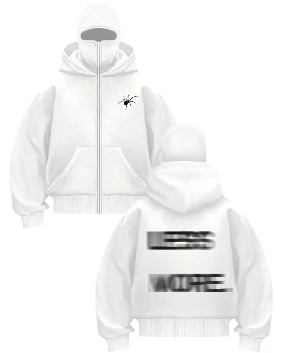 Beyaz Less is More Baskılı Kar Maskeli Unisex Sweatshirt Hırka