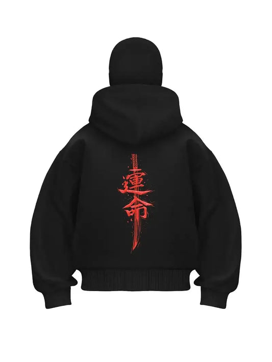 Red Katana Baskılı Kar Maskeli Ninja Unisex Sweatshirt Hırka