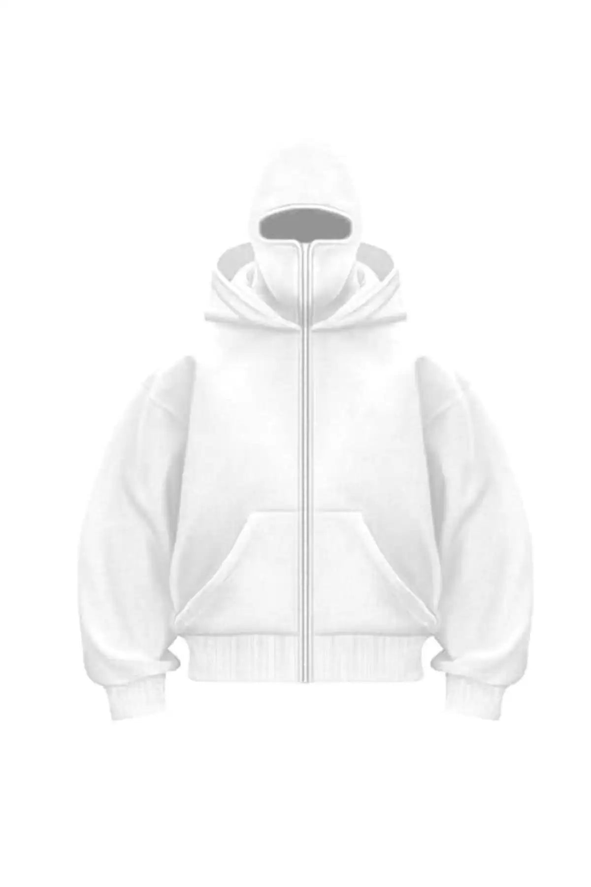 Beyaz Kar Maskeli Ninja Unisex Sweatshirt Hırka kalın polar