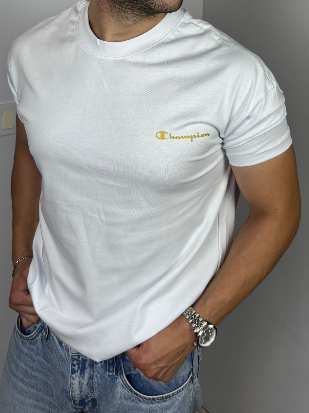 Champion Omuz Kol Dar kesim Kalıp Oversize - BEYAZ