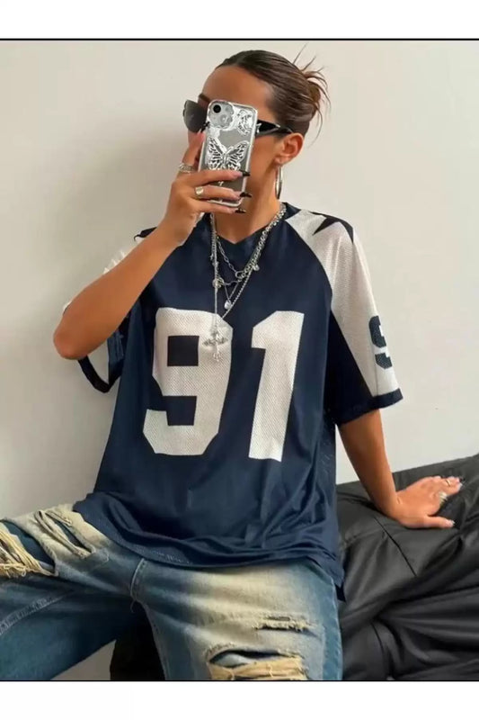 91 Number Jersey Mavi T-shirt Forma