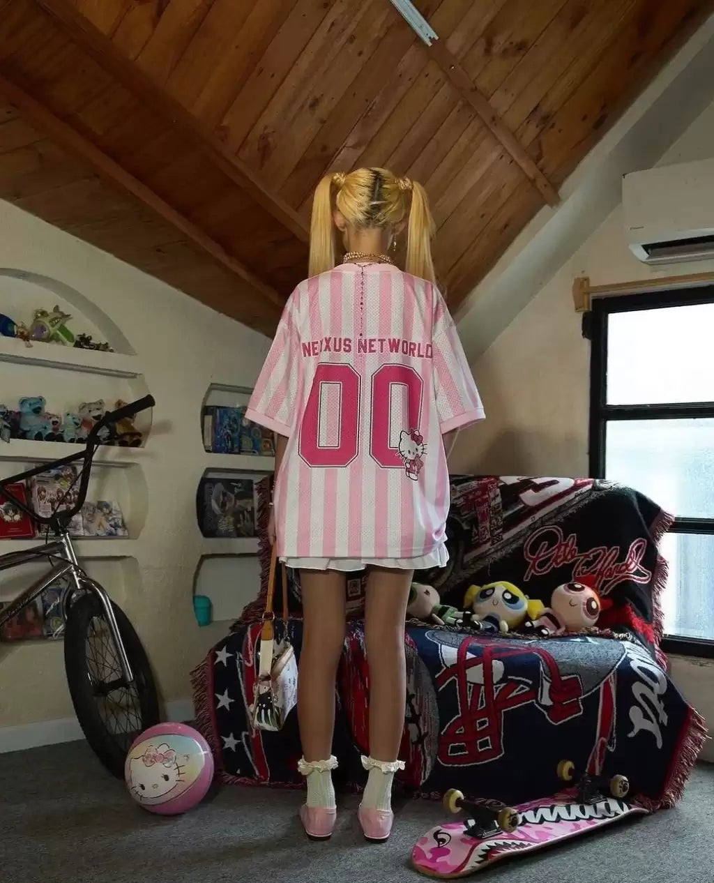 Koyu Pembe Hello Kitty Detail Unisex Jersey Forma
