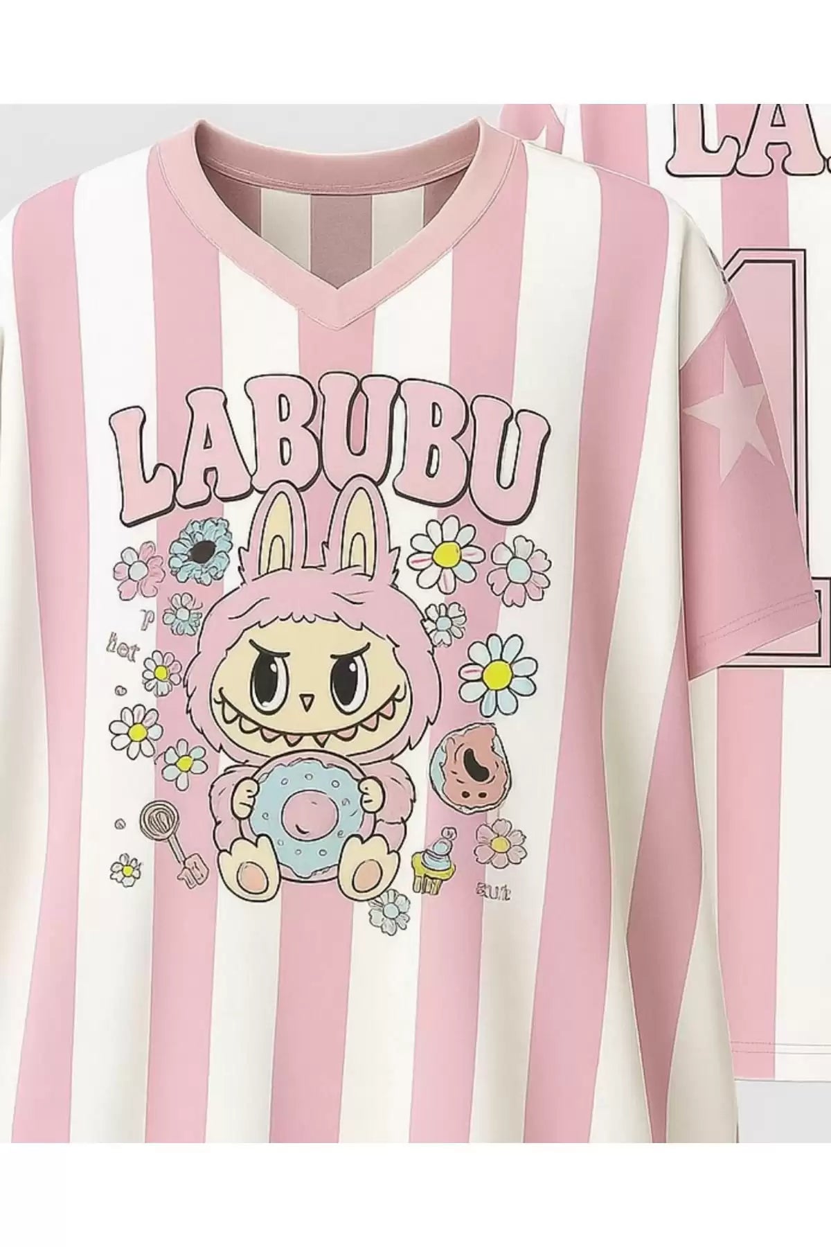 Pink Labubu Detail Jersey Forma T-shirt