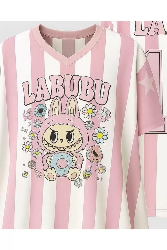 Pink Labubu Detail Jersey Forma T-shirt