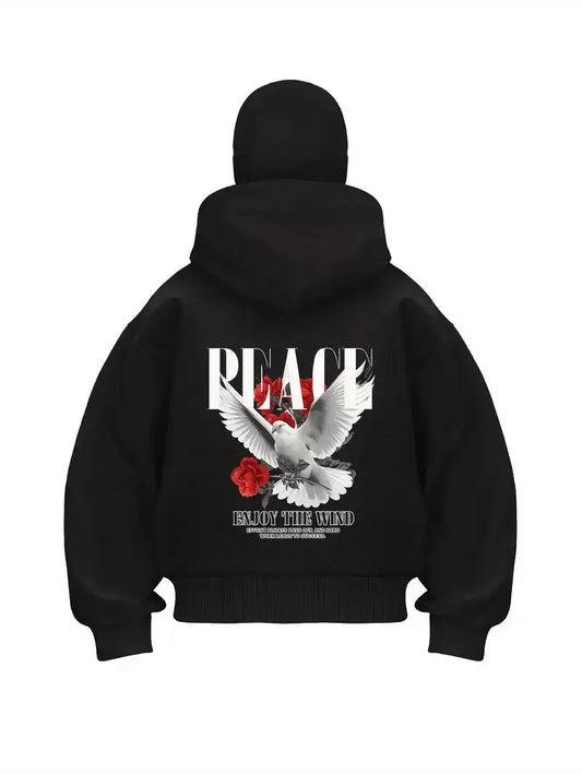 Peace Baskılı Kar Maskeli Ninja Unisex Sweatshirt Hırka