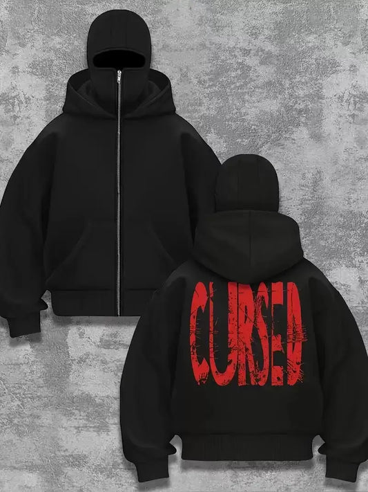 Red Cursed Baskılı Kar Maskeli Ninja Unisex Sweatshirt Hırka
