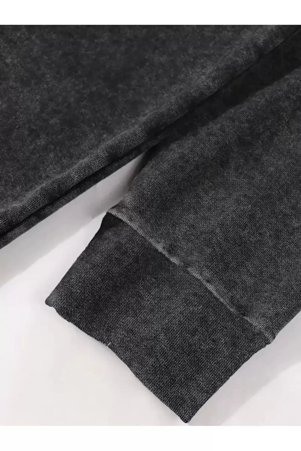 Yıkamalı Skeleton Kapüşonlu Sweatshirt Hoodie